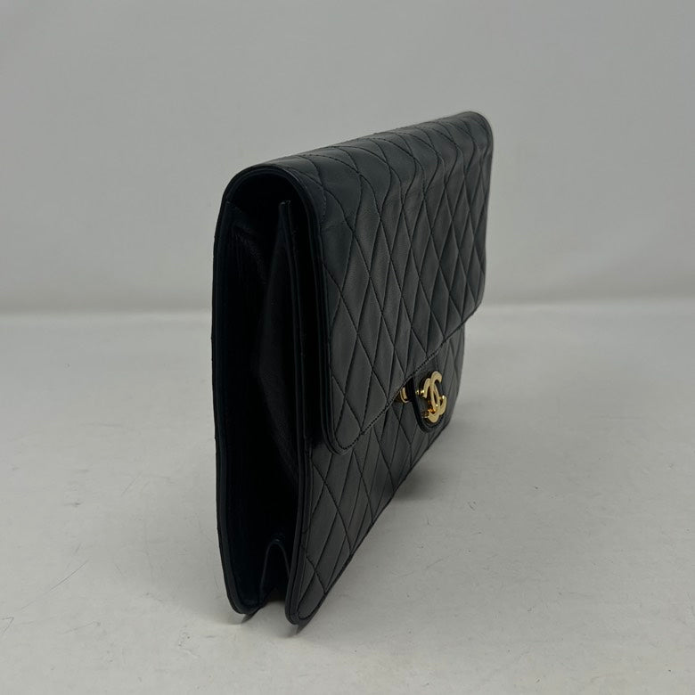 Chanel Quilted Leather Chain Shoulder Bag AE447 Black