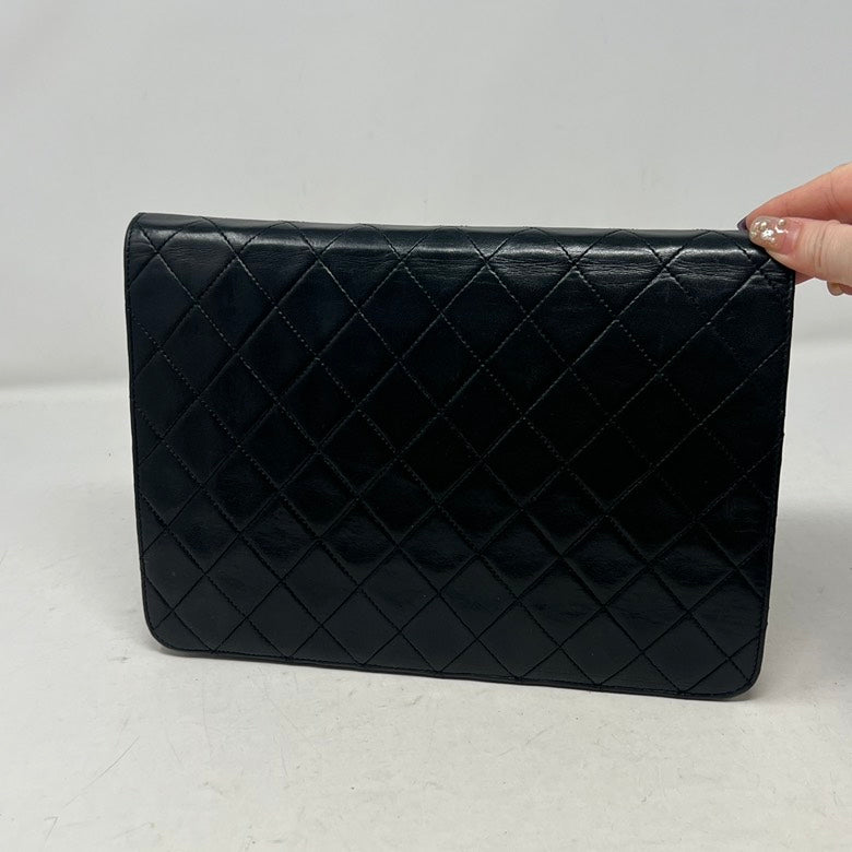 Chanel Quilted Leather Chain Shoulder Bag AE447 Black