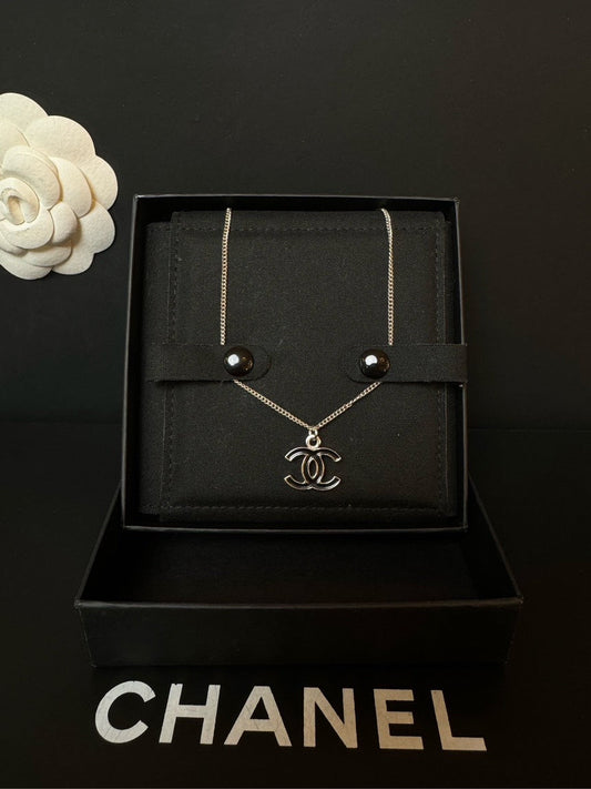 Chanel Black CC Enamel Necklace