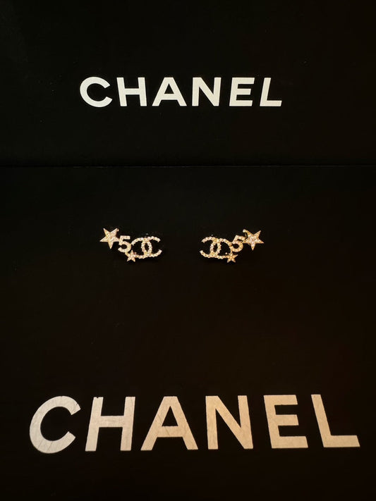 Chanel 22s Star Earrings Ear Bone Rings CC Stars No.5 Gold Earrings