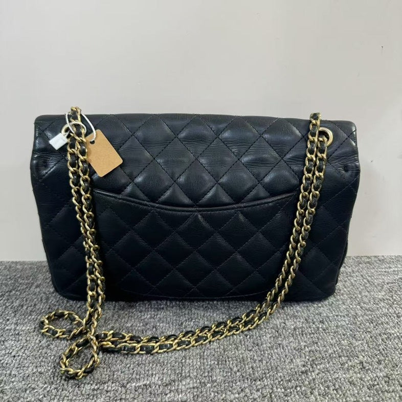 Chanel Quilted Black Leather Shoulder Bag Vintage