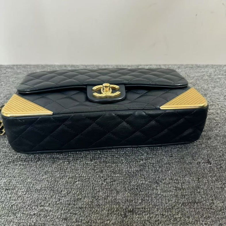 Chanel Quilted Black Leather Shoulder Bag Vintage