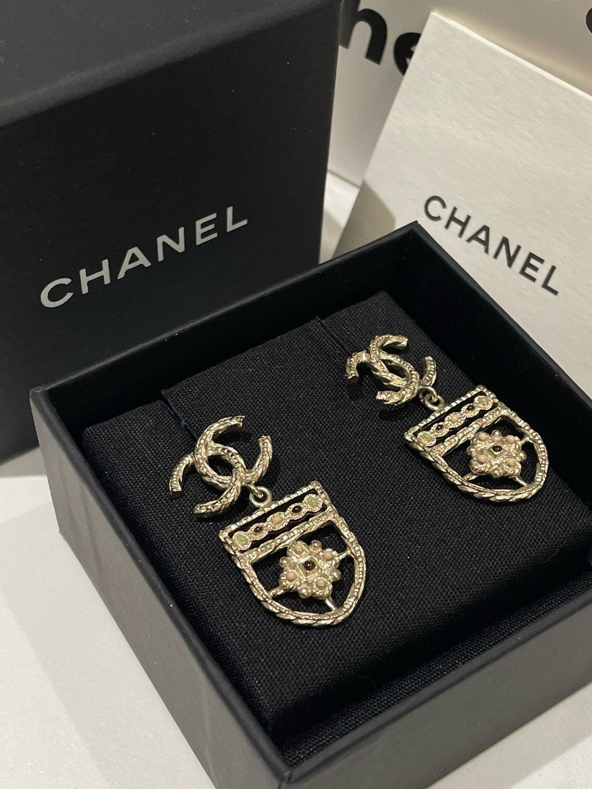 Chanel New Shield Earrings Gold Earrings
