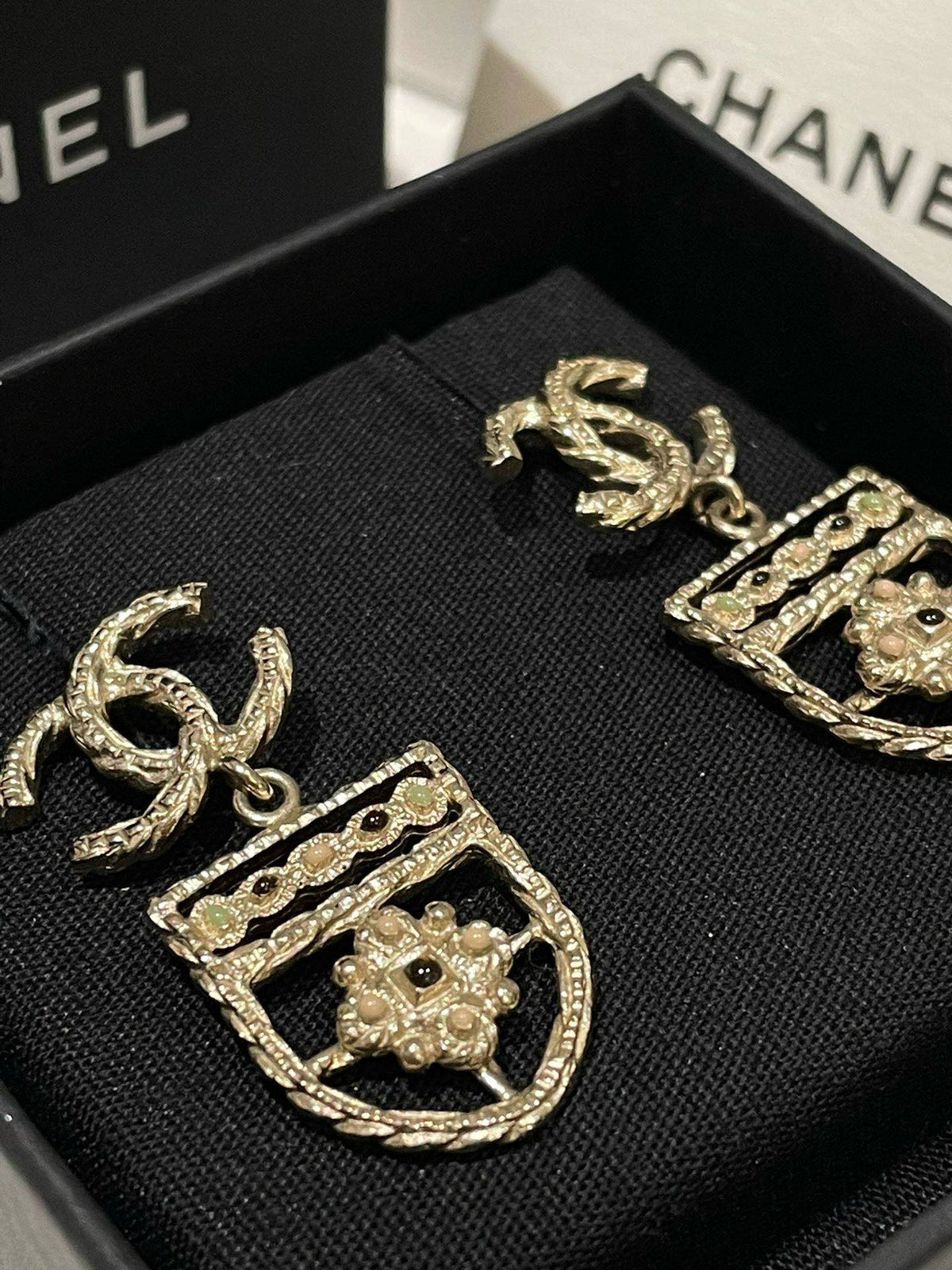 Chanel New Shield Earrings Gold Earrings