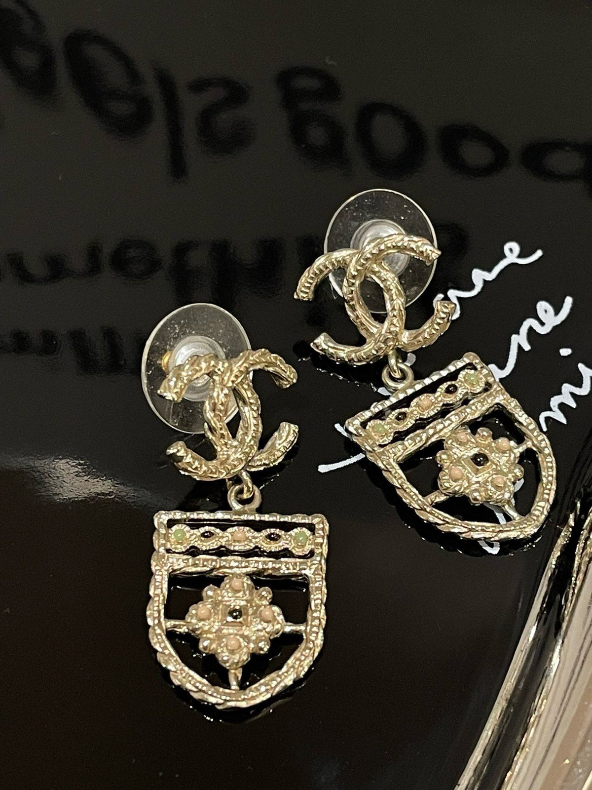 Chanel New Shield Earrings Gold Earrings