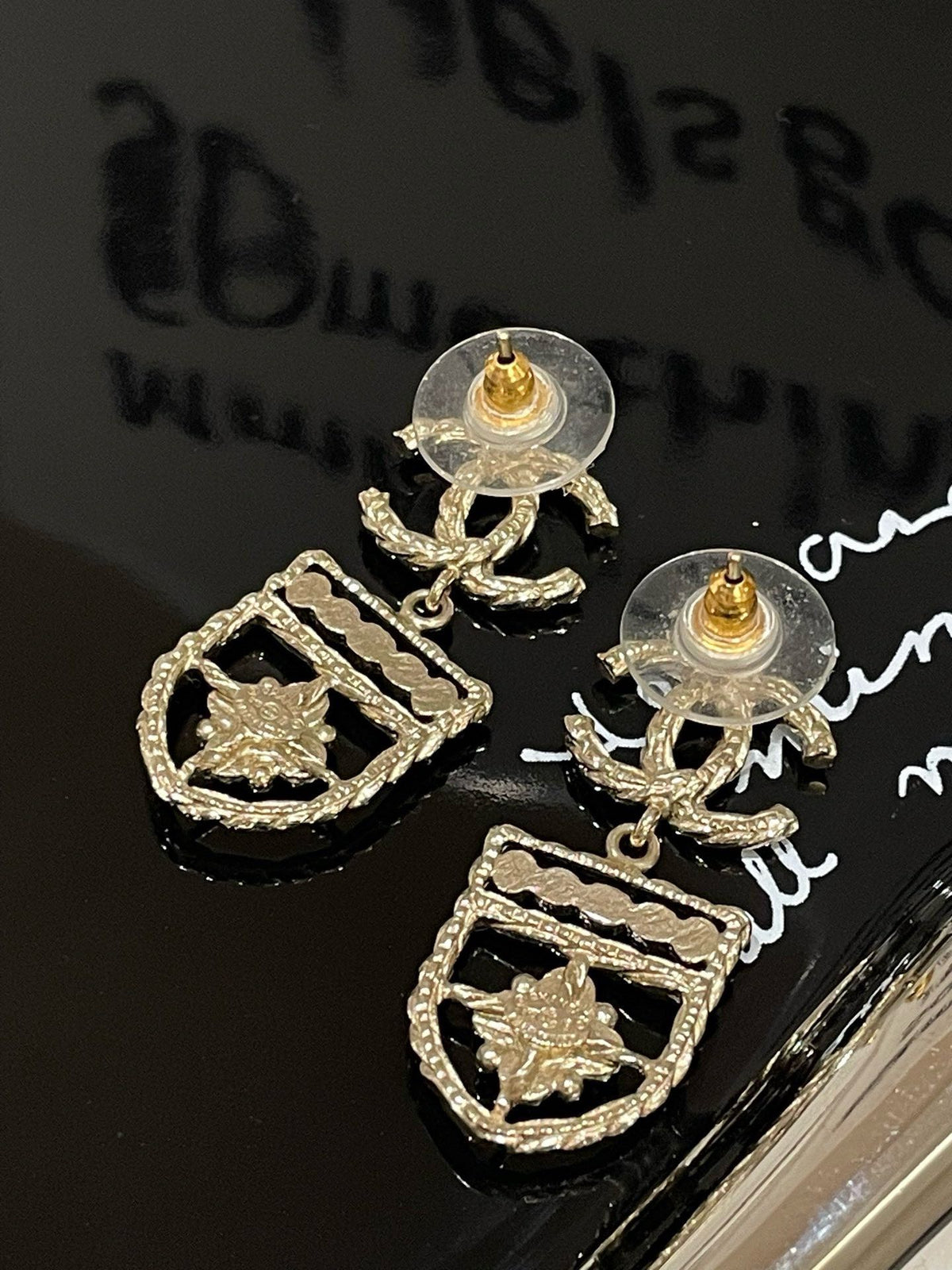 Chanel New Shield Earrings Gold Earrings