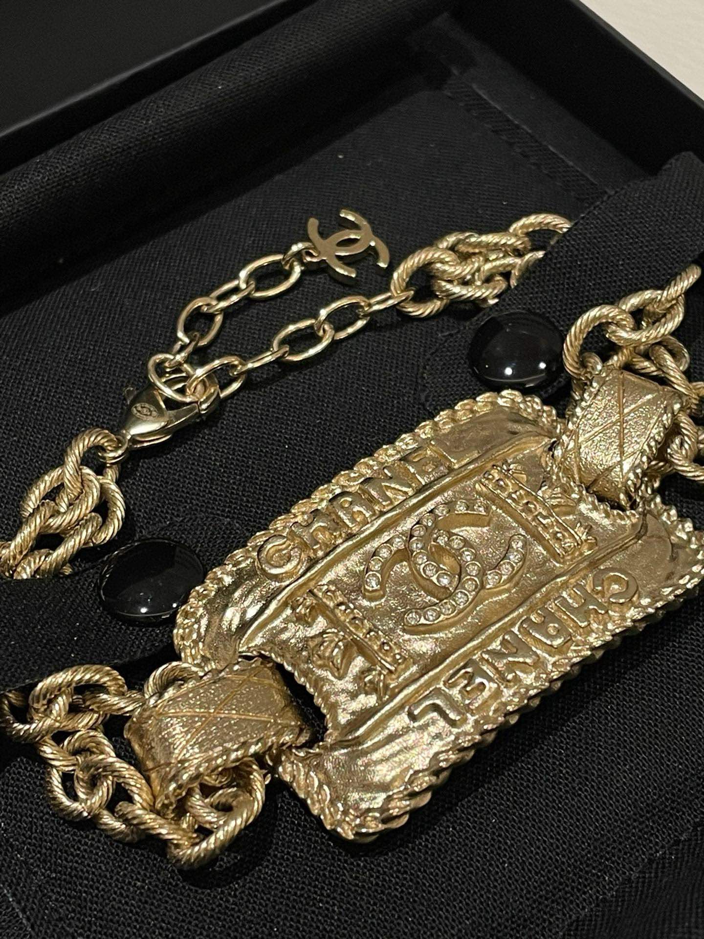 Chanel 21A Gold Plate Bracelet 17cm #13467