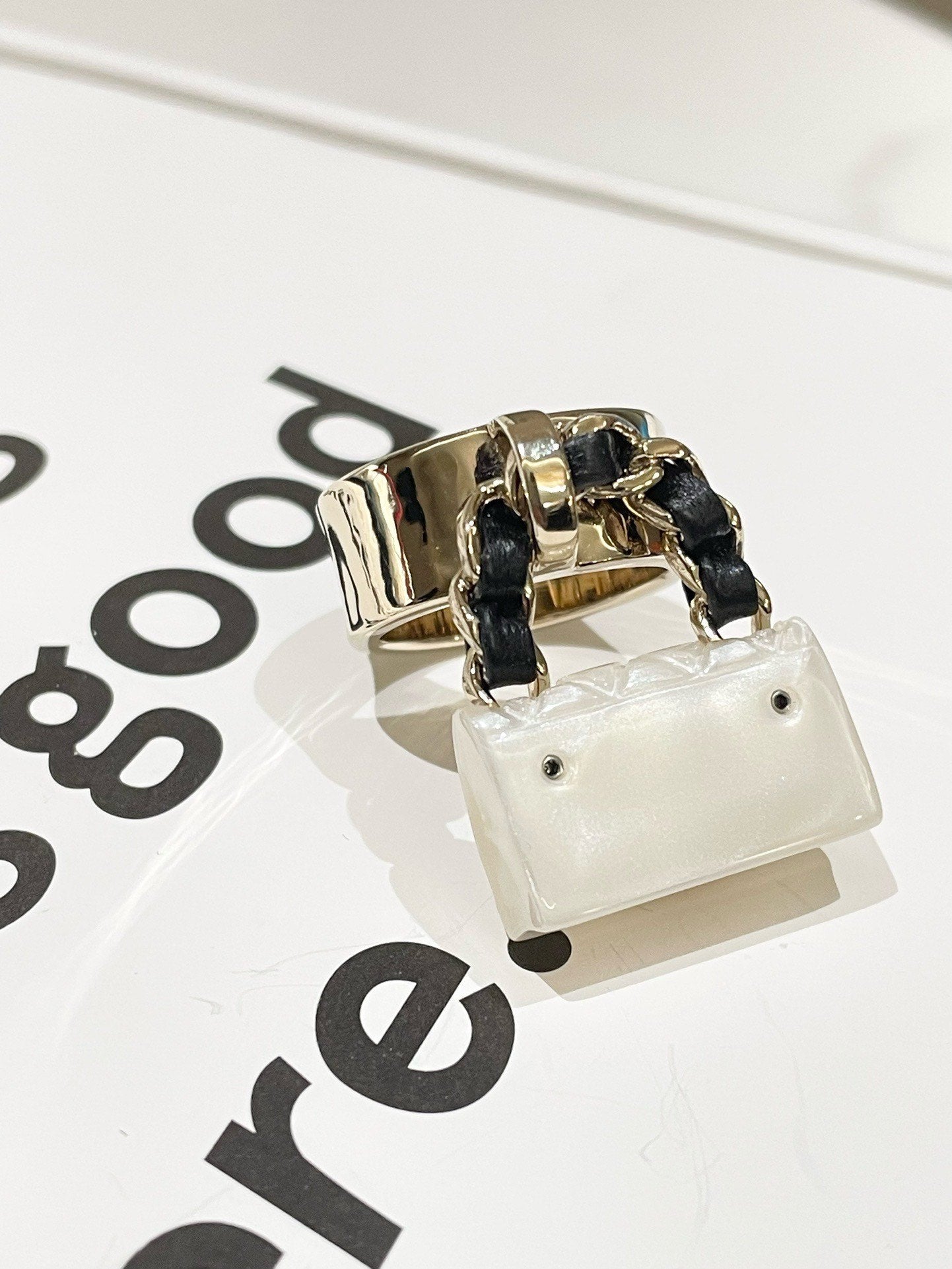 Chanel 23C CF Gold Ring with Charm  Size 7