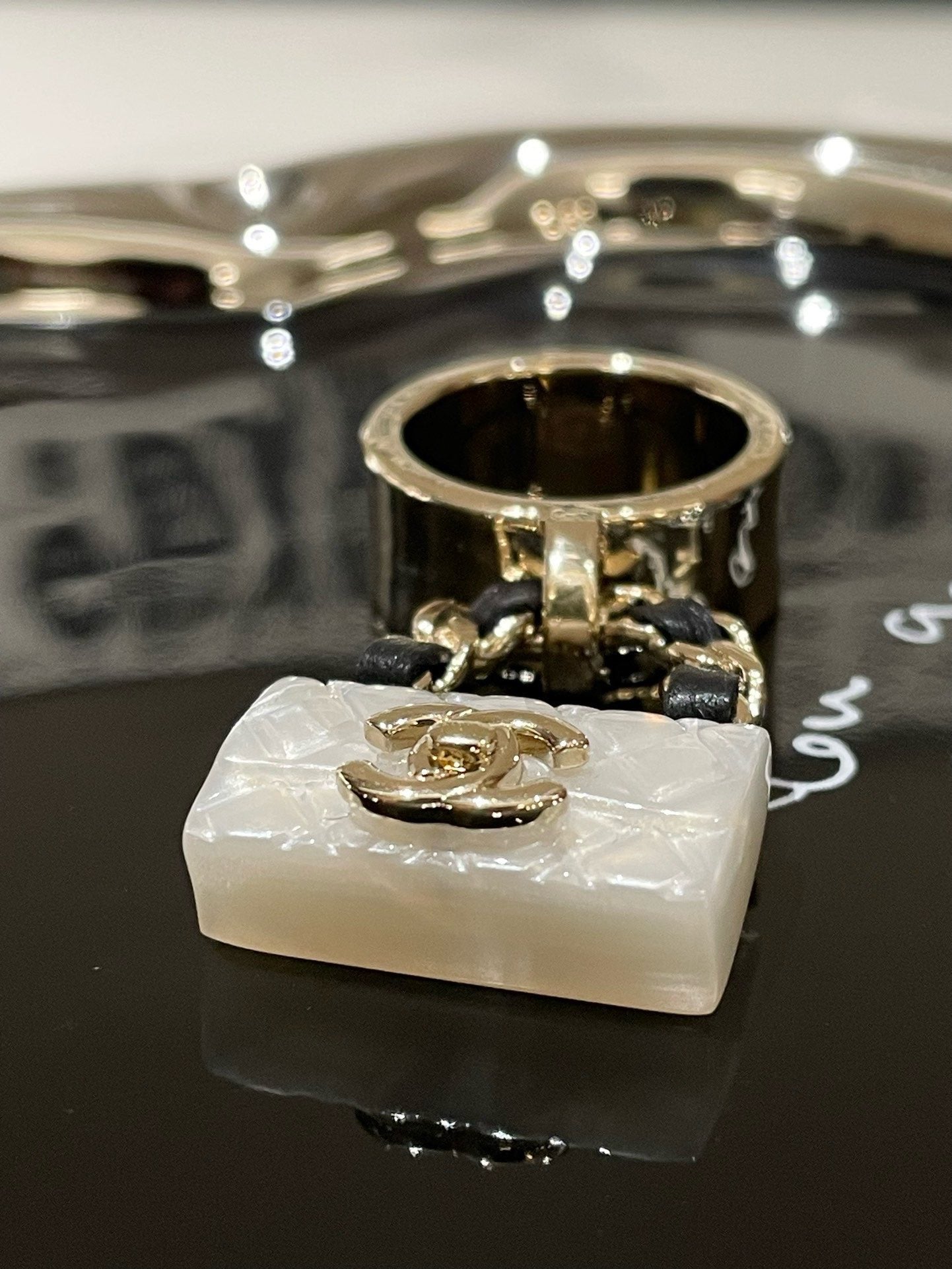 Chanel 23C CF Gold Ring with Charm  Size 7