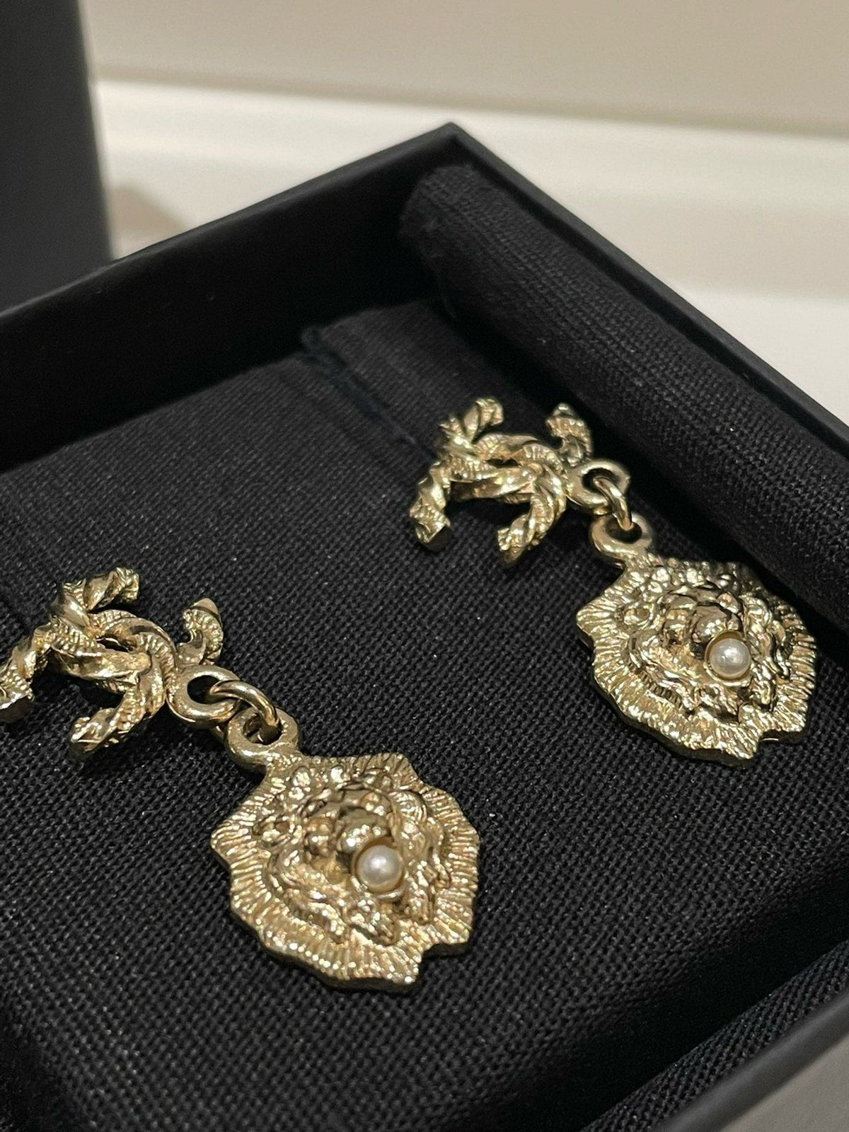 Chanel Lion Earrings Gold Statement