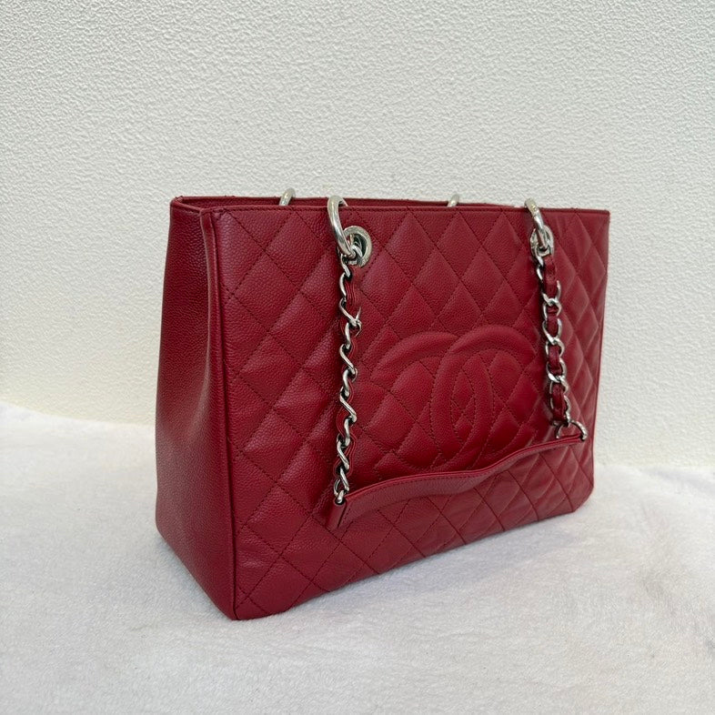 Chanel Grand Shopping Tote Red Quilted Leather Shoulder Bag