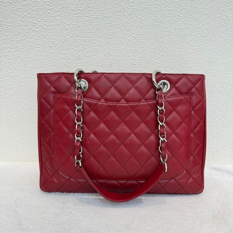 Chanel Grand Shopping Tote Red Quilted Leather Shoulder Bag