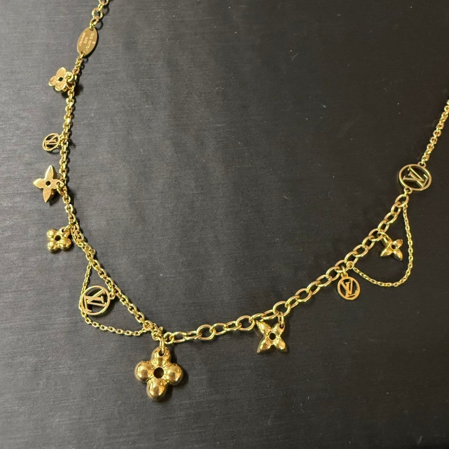 Preloved Louis Vuitton Blooming Necklace 39-45cm Gold Chain