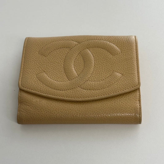Chanel Wallet 3802 in Beige Leather