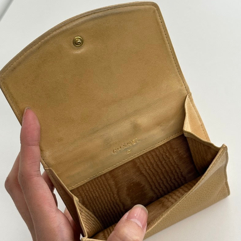 Chanel Wallet 3802 in Beige Leather