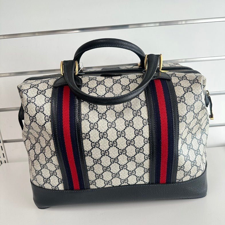 Gucci Duffle Bag  in Beige Canvas -  Vintage Designer Handbag