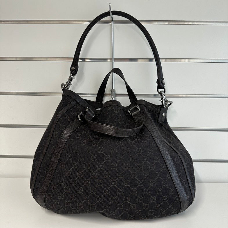 Gucci GG Monogram Large Black Canvas Tote Bag