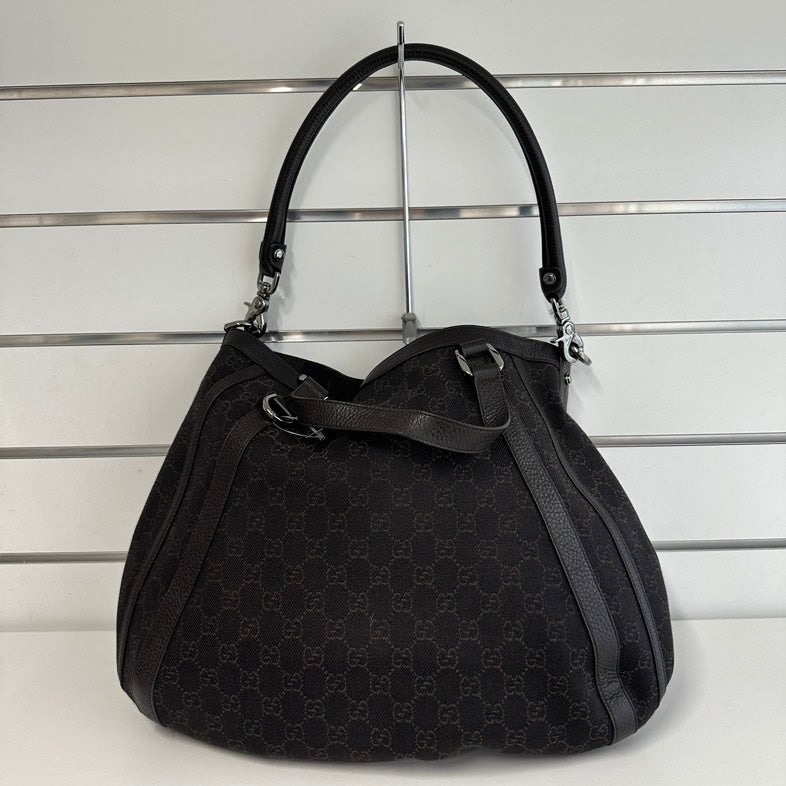 Gucci GG Monogram Large Black Canvas Tote Bag