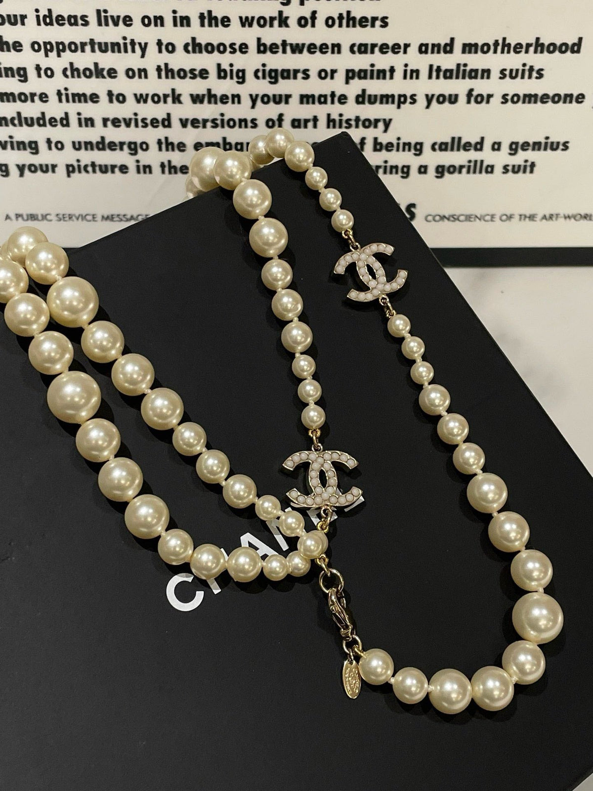 Chanel Pearl Long Necklace White 100cm Necklaces