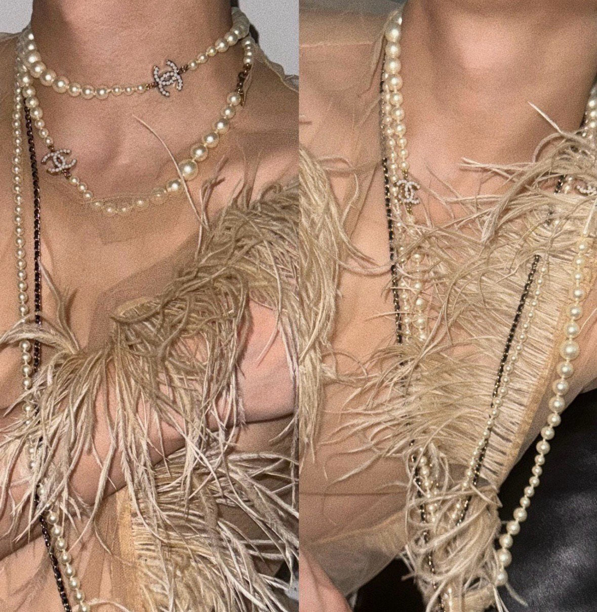 Chanel Pearl Long Necklace White 100cm Necklaces