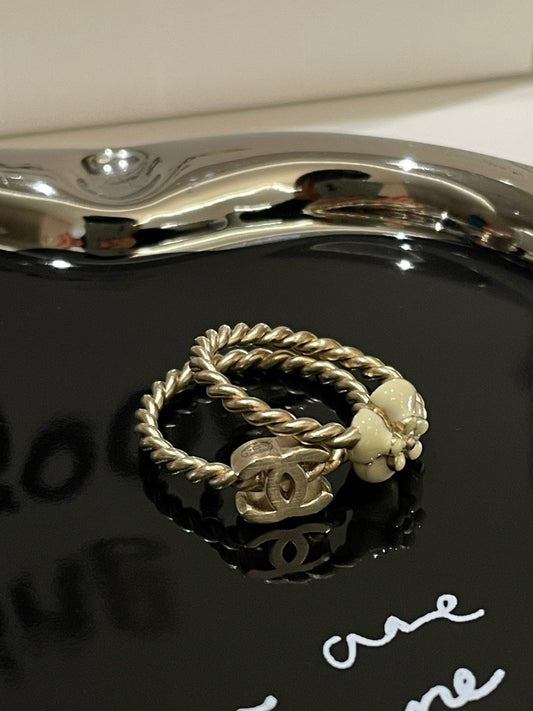 Chanel CC Camellia Double Rings Gold Rings