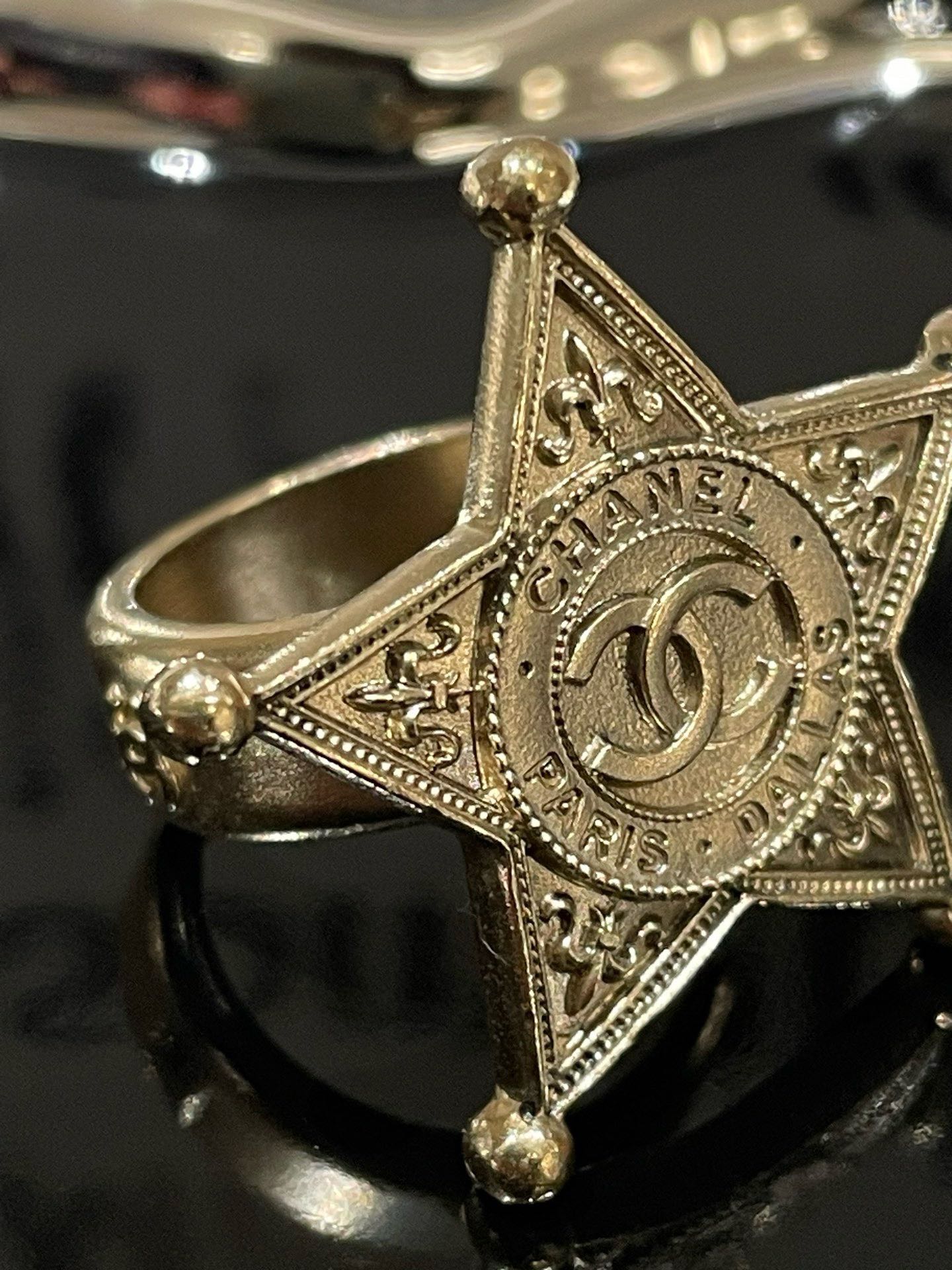 Chanel Dallas Star Ring Silver Ring Size 6