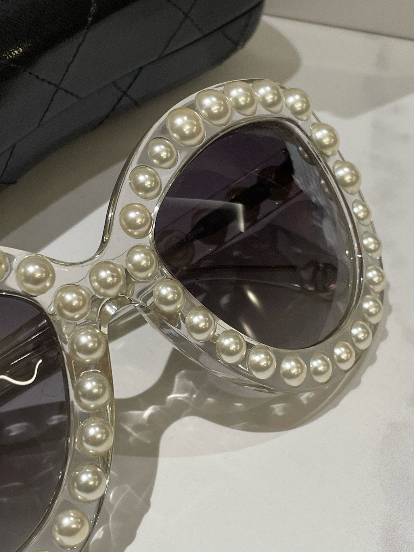 Chanel Pearl Embellished Sunglasses White #13583