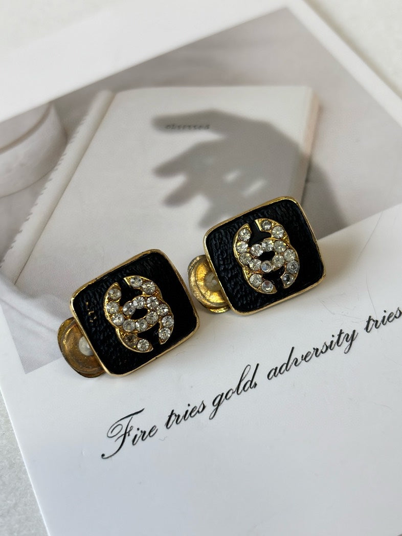 Chanel Statement Black Gold Earrings