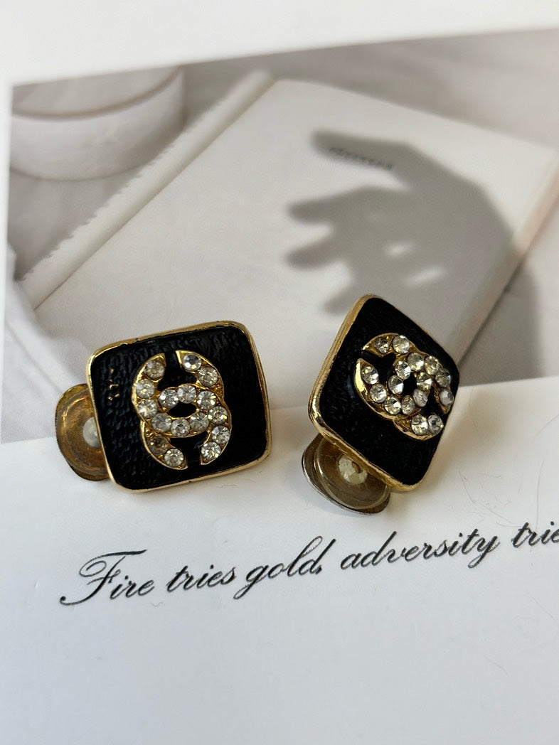 Chanel Statement Black Gold Earrings