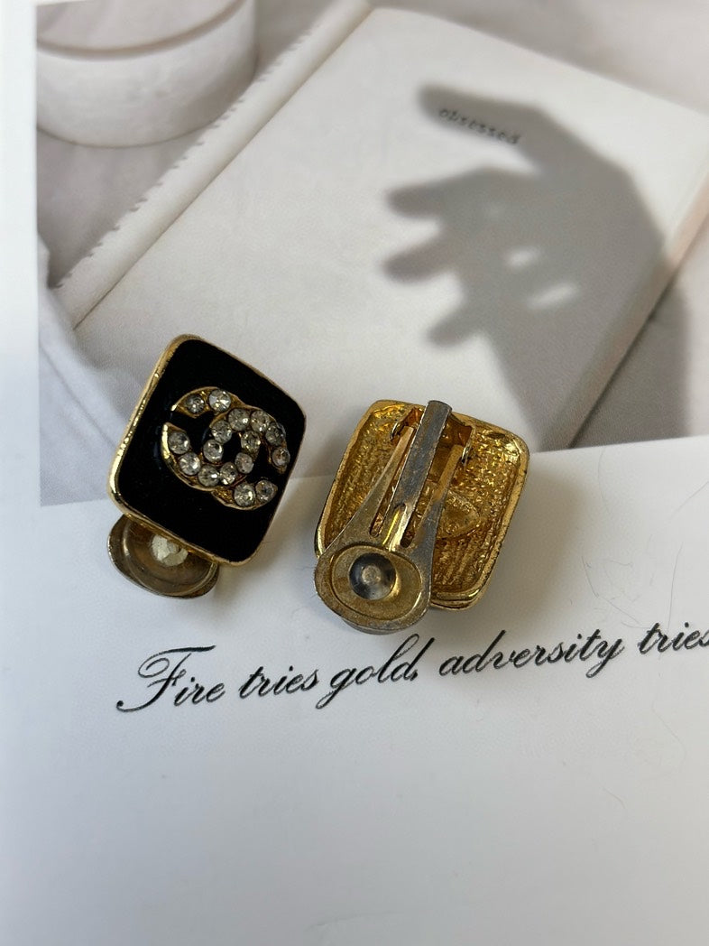 Chanel Statement Black Gold Earrings