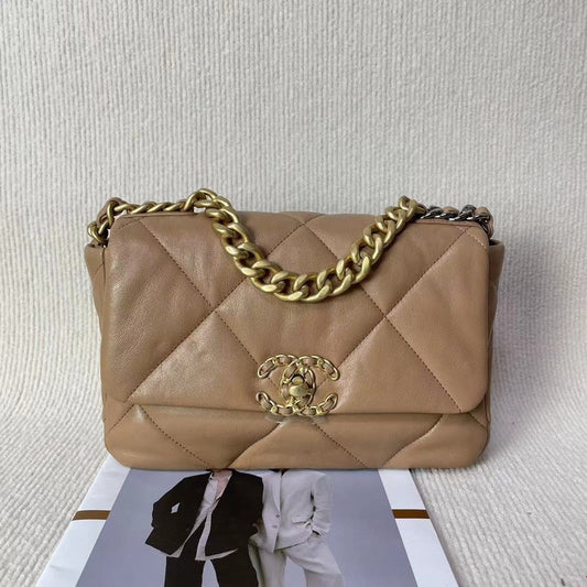 Chanel 19 Bag Beige Leather Shoulder Bag
