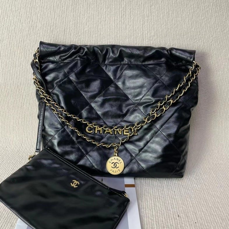Chanel 22 Bag Black Leather Shoulder Bag 5020718