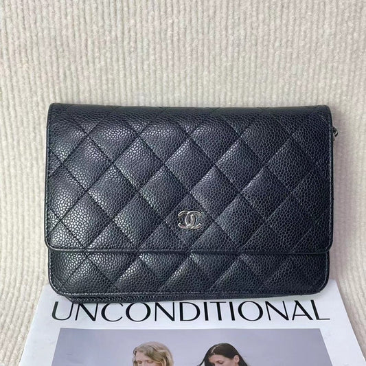 Chanel  WOC Wallet On Chain Black Leather Clutch 5020705