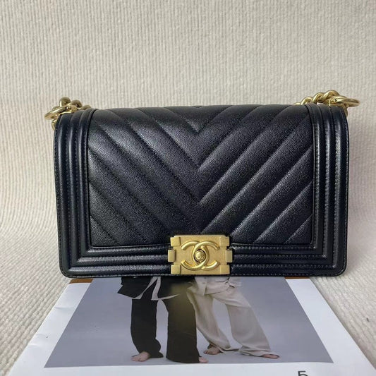 Chanel Leboy CHIP Bag 5020603 Black Leather Shoulder Bag