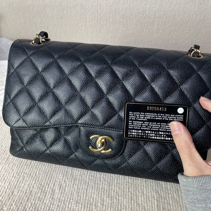 Chanel Classic Flap CF Jumbo Bag Black Leather Shoulder Bag