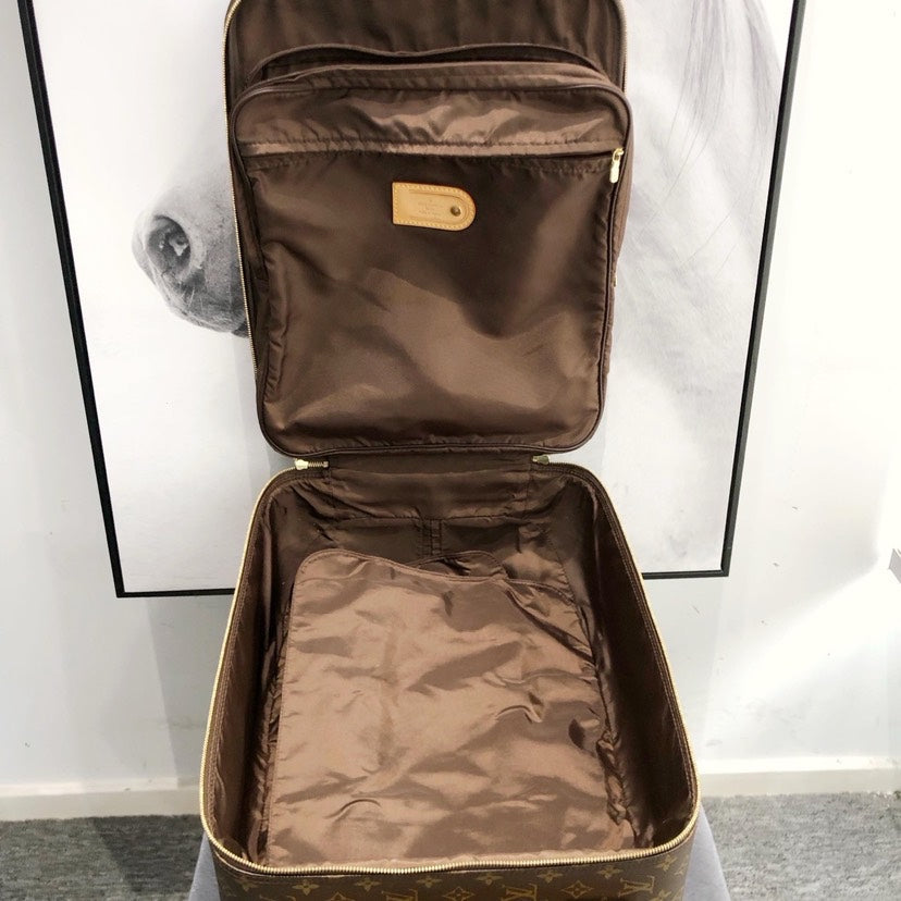 Preloved Louis Vuitton Monogram Canvas Travel Trunk Bag Brown Luggage 35x45cm