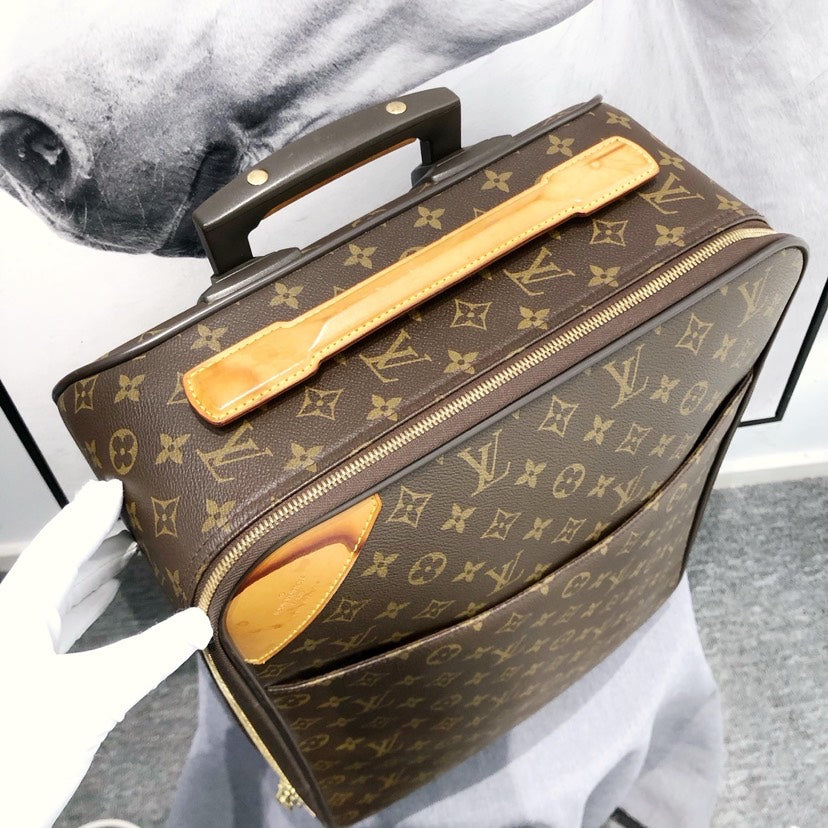 Preloved Louis Vuitton Monogram Canvas Travel Trunk Bag Brown Luggage 35x45cm