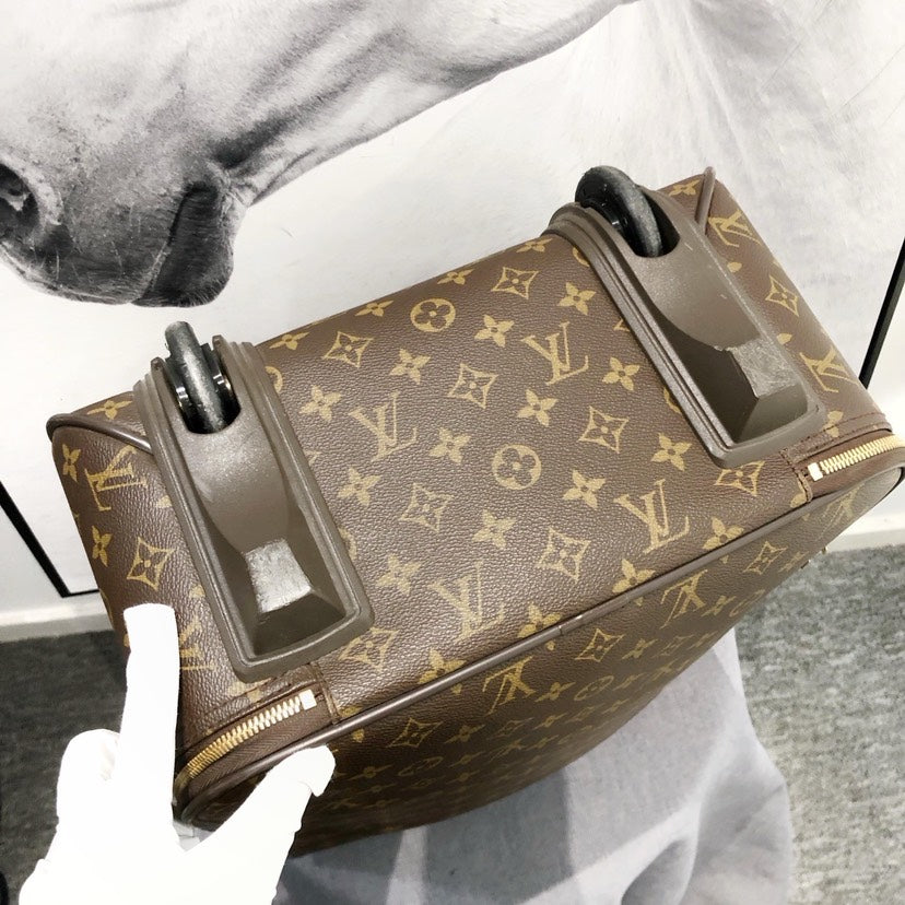Preloved Louis Vuitton Monogram Canvas Travel Trunk Bag Brown Luggage 35x45cm