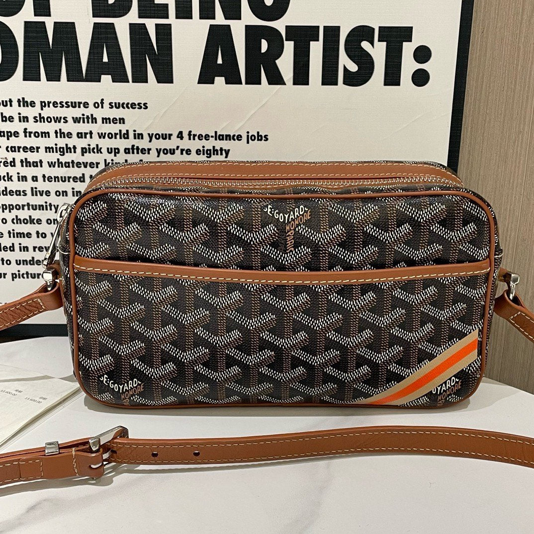 Goyard Preloved Chevron Camera Bag Brown Crossbody (2020) #13397