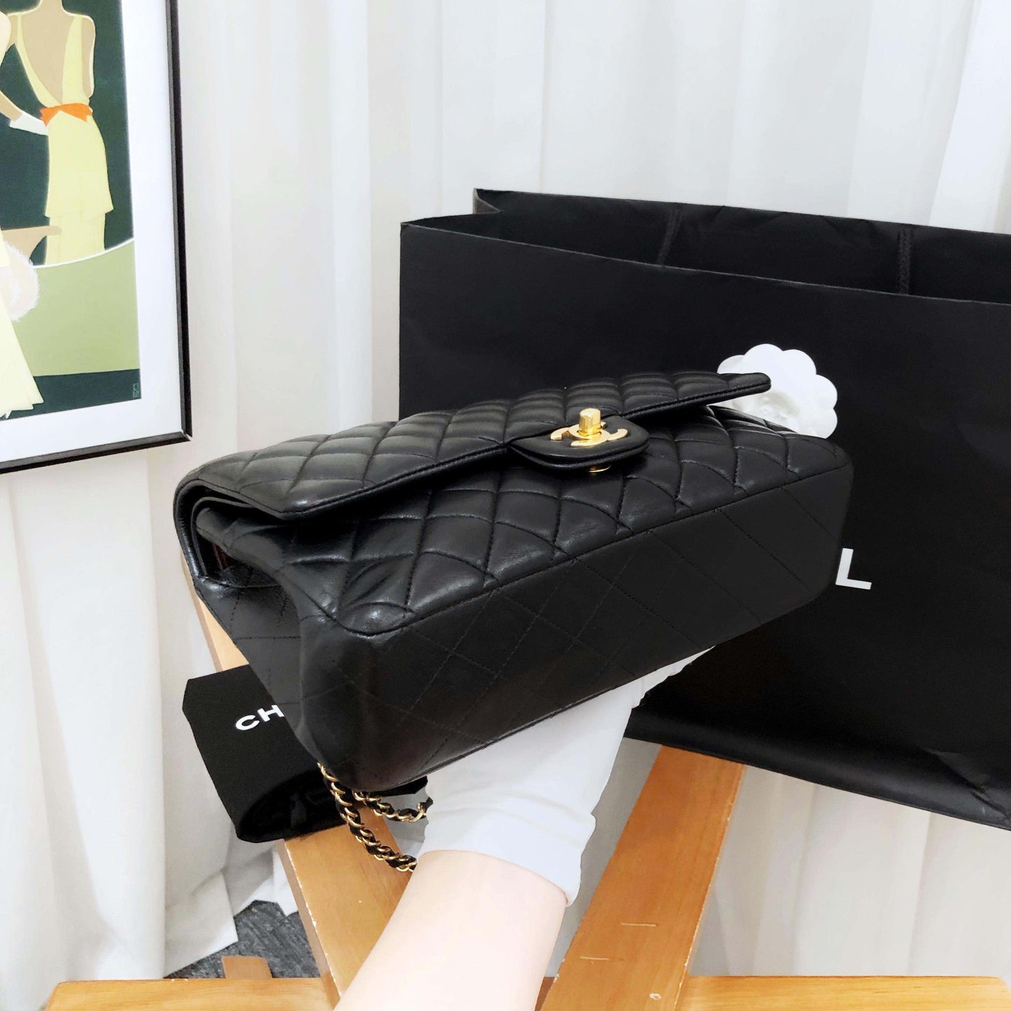 Chanel CF Black Quilted Leather Shoulder Bag