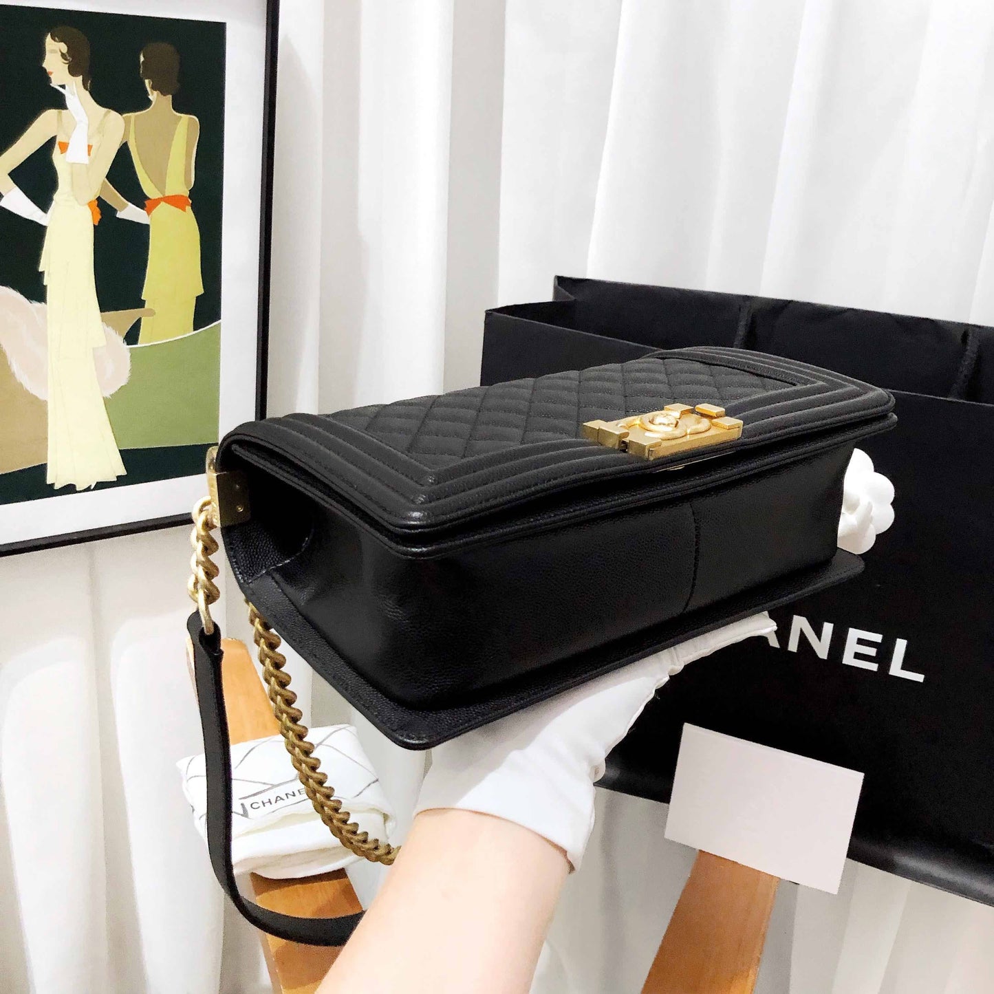 Chanel Leboy Black Quilted Leather Shoulder Bag