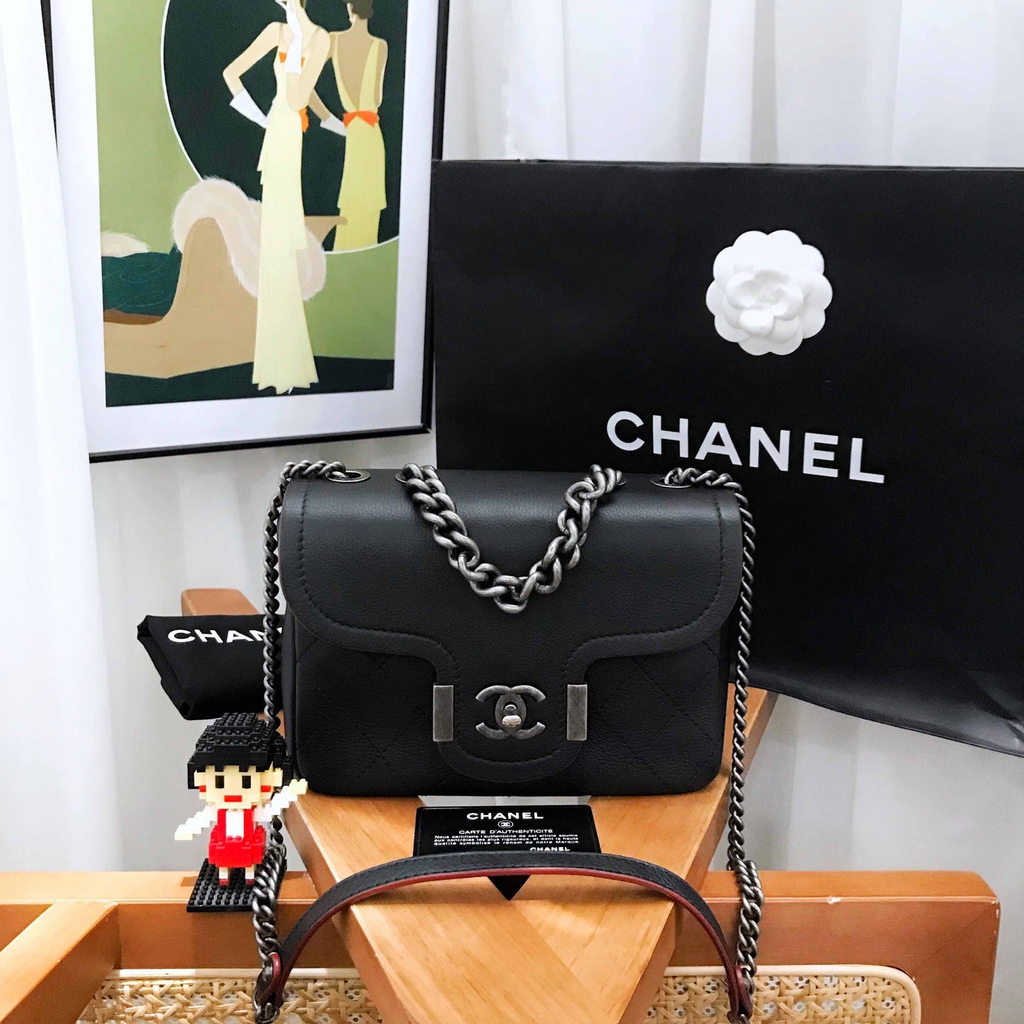 Chanel Vintage Flap Black Leather Shoulder Bag