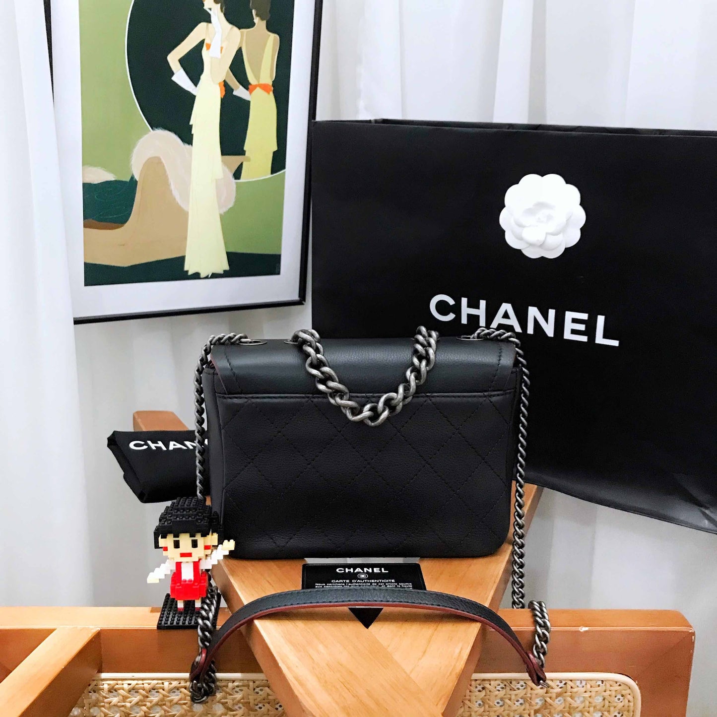 Chanel Vintage Flap Black Leather Shoulder Bag