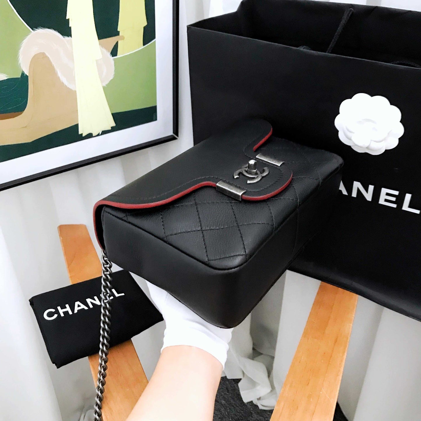 Chanel Vintage Flap Black Leather Shoulder Bag