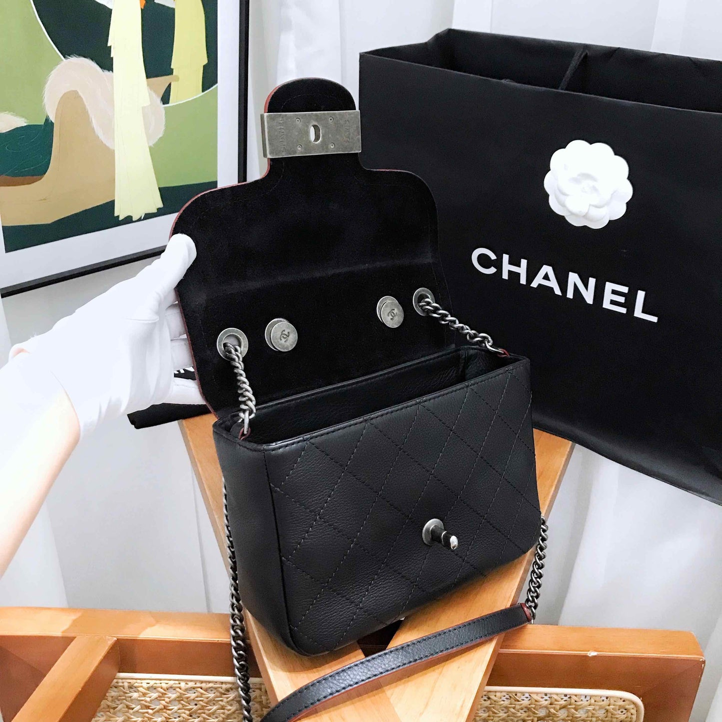 Chanel Vintage Flap Black Leather Shoulder Bag