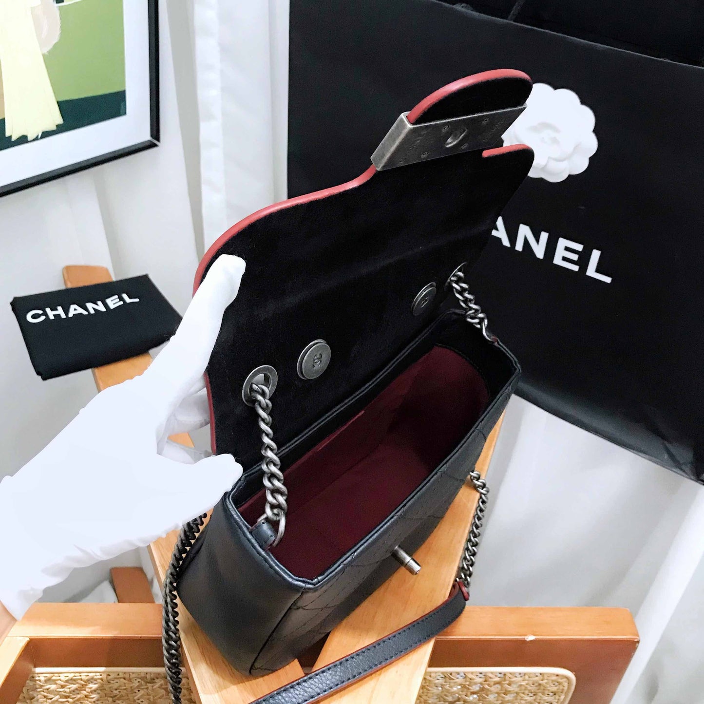 Chanel Vintage Flap Black Leather Shoulder Bag