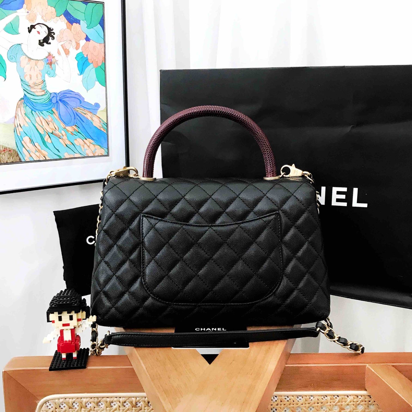 Chanel Coco Handle Black Quilted Leather Top Handle Bag