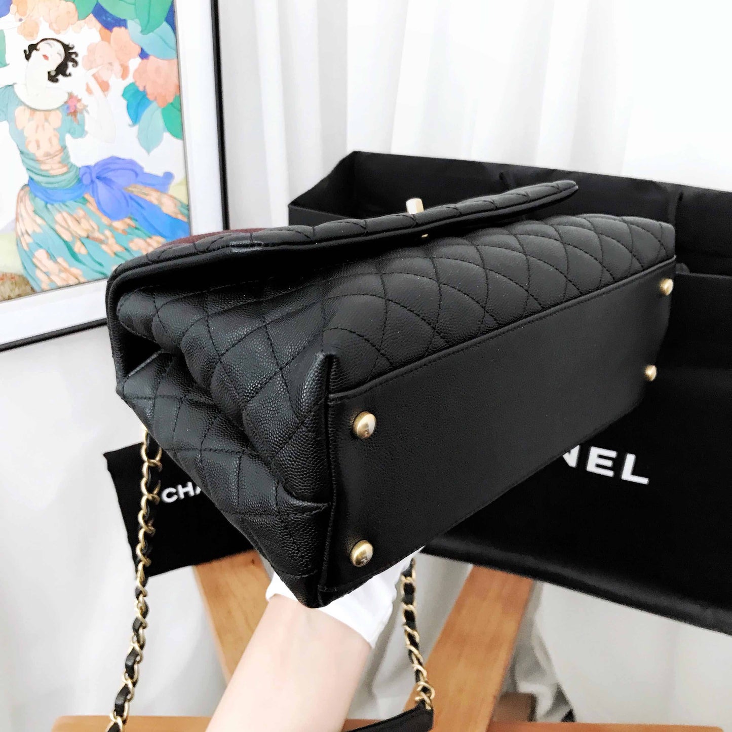 Chanel Coco Handle Black Quilted Leather Top Handle Bag