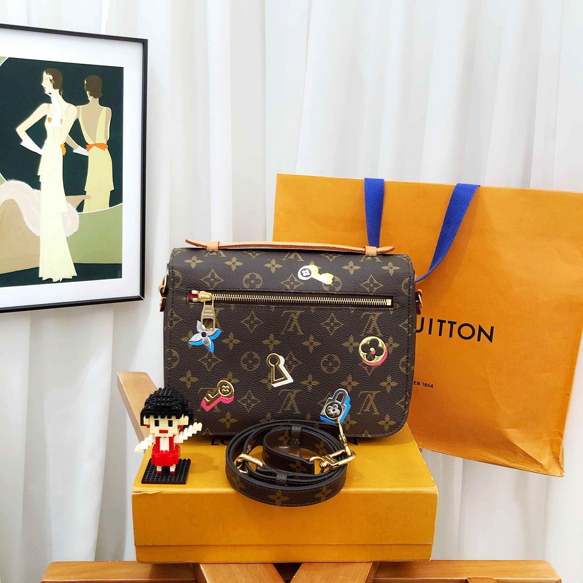 Preloved Louis Vuitton Monogram Canvas Sticker Messenger Bag - Brown