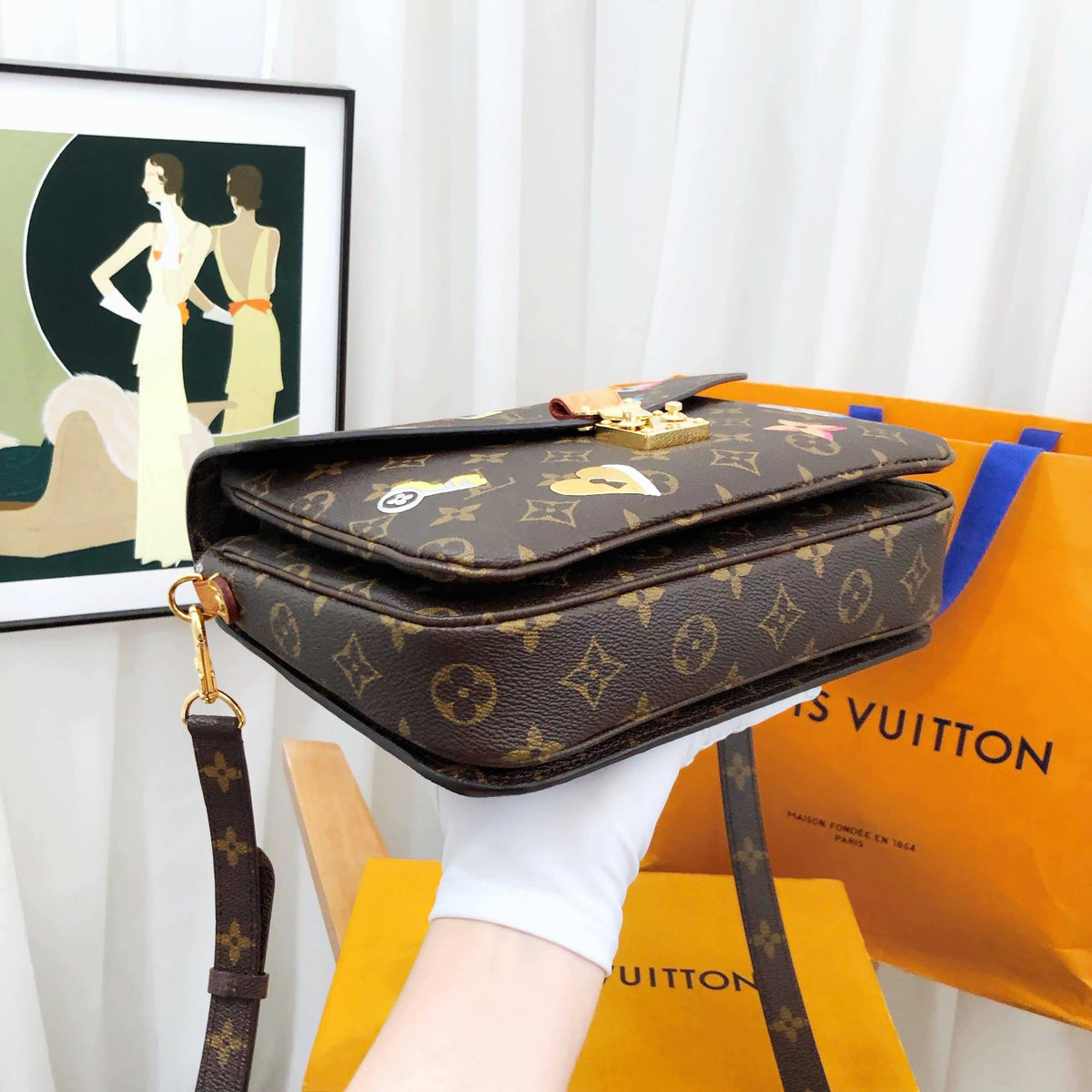 Preloved Louis Vuitton Monogram Canvas Sticker Messenger Bag - Brown